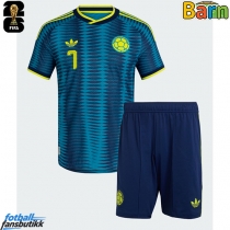 Colombia Luis Diaz #7 Bortedraktsett Barn EM 2024 Kortermet (+ Korte bukser)